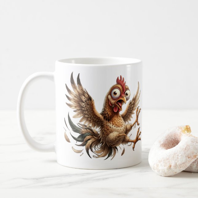 Caneca de Café Frango Louco Divertido - Gif de Gal (Com Donut)