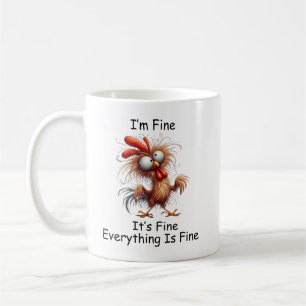 Caneca De Café Frango Louco Estou bem Está tudo bem Está tudo fer
