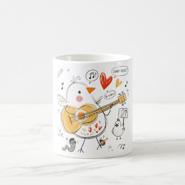 Caneca De Café Frango Musical Fofo Tocando Violão (Centro)