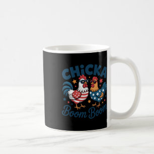 Caneca De Café Frango Patriótico Chicka Boom Boom Engraçado 