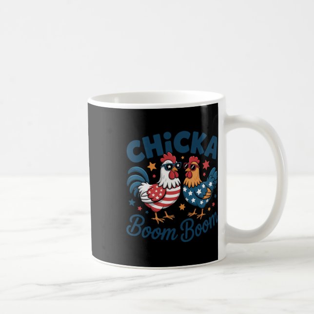 Caneca De Café Frango Patriótico Chicka Boom Boom Engraçado  (Direita)