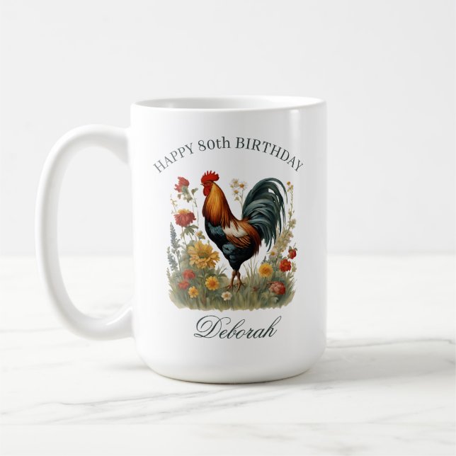 Caneca De Café Frango Rústico de Fazenda | Chá de Cozinha Custm N (Esquerda)