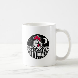 Caneca De Café Frango Sonolento Amante de Café Xadrez Preto e Bra