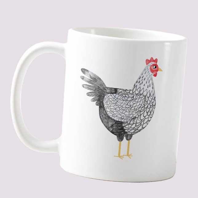 Caneca De Café Frango Wyandotte divertido em aquarela (Fun Wyandotte chicken coffee mug for poultry and bird lovers)
