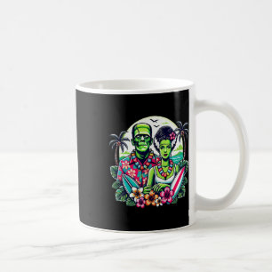 Caneca De Café Frankenstein Monstro E Noiva Tropical Havaiano B