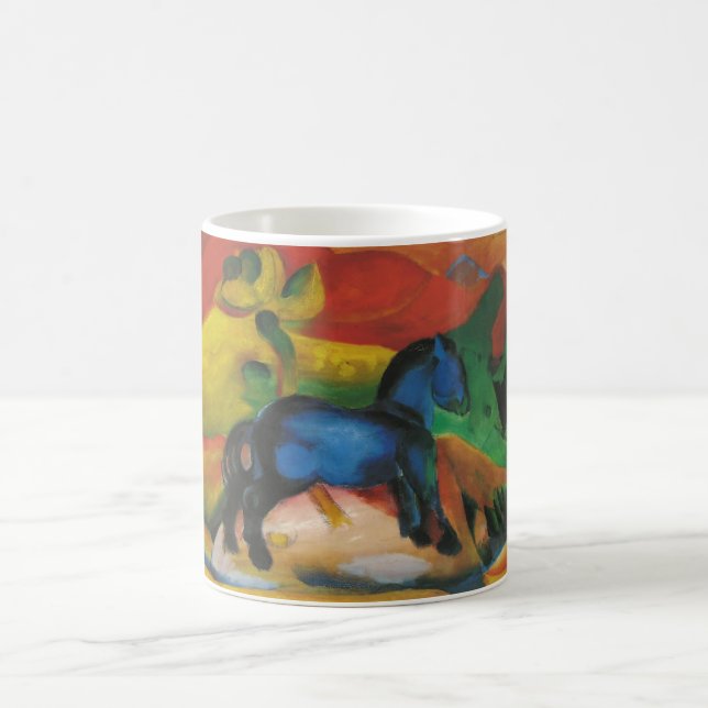 Caneca De Café Franz Marc - canvas azuis pequenas do óleo do (Centro)