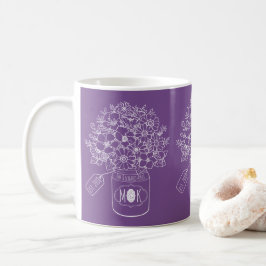 Caneca De Café Frasco de pedreiro desenhado mão do buquê dos
