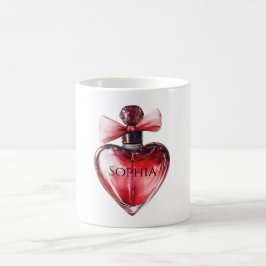 Caneca De Café Frasco de Perfume do Coração Vermelho