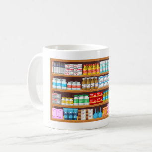 Caneca De Café Frascos e Suprimentos de Medicamentos de Boticário