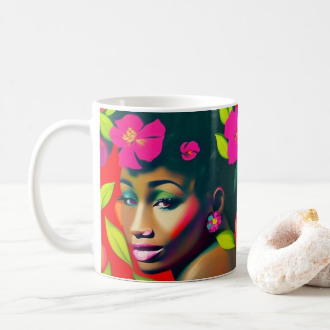 Caneca De Café Fredericka Abstrato Afro-Americana (Com Donut)
