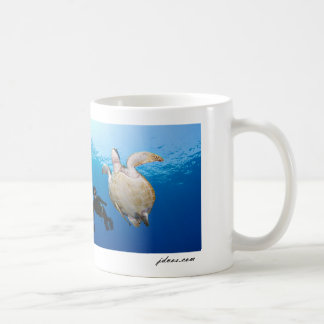 Caneca De Café Freediver e tartaruga verde