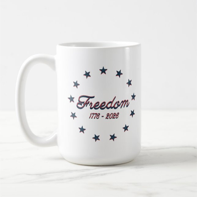 Caneca De Café Freedom 1776–2026 America 250 Patriotic Design (Esquerda)