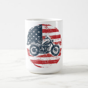 Caneca De Café Freedom Ride: Retro Motorcycle and American Flag