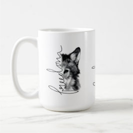 Caneca De Café Freedom Wolf Minimal Line Art -