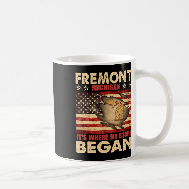 Caneca De Café Fremont Michigan Usa Flag 4 De Julho (Direita)