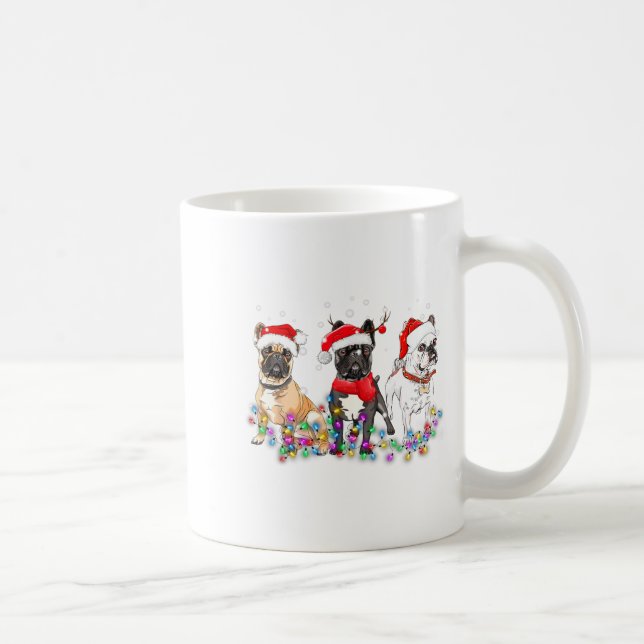 Caneca De Café French Bulldog Dog Christmas Lights Cute Pet Match (Direita)