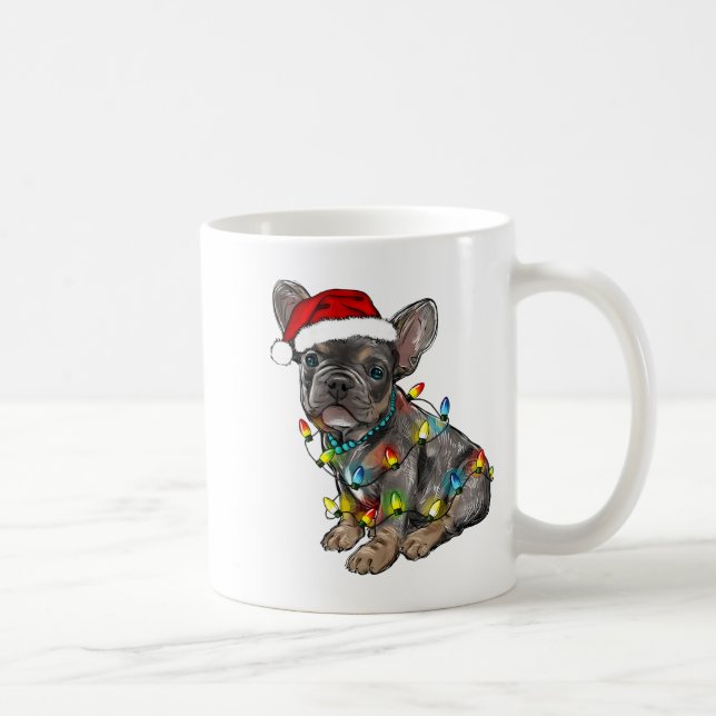 Caneca De Café French Bulldog Dog Christmas Lights Santa Xmas Pet (Direita)