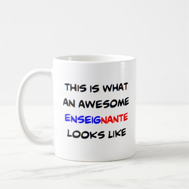 Caneca De Café french teacher enseignante, awesome (Esquerda)