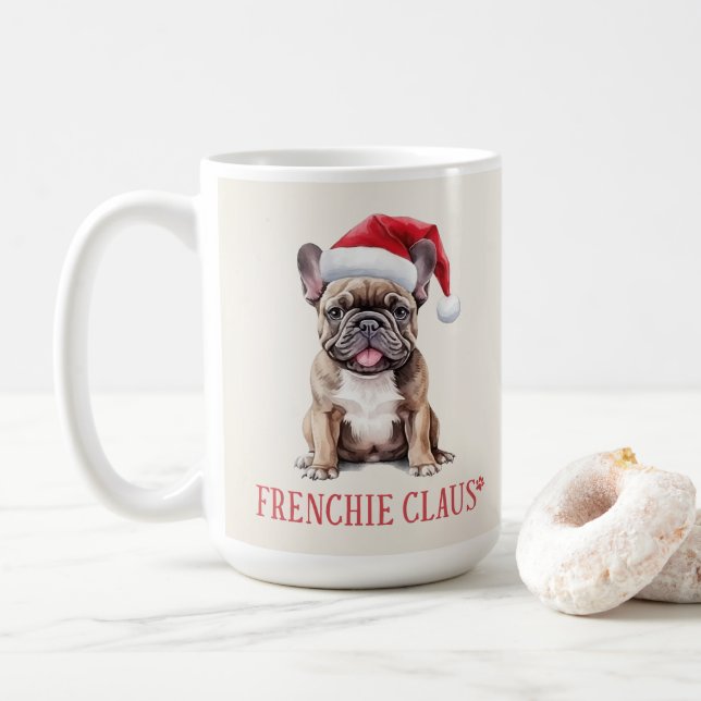 Caneca De Café Frenchie Claus Dog Pun Christmas Coffee Mug (Com Donut)