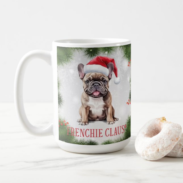 Caneca De Café Frenchie Claus Dog Pun Christmas Coffee Mug (Com Donut)