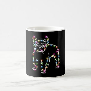 Caneca De Café Frenchie com as luzes de Natal Feliz Natal