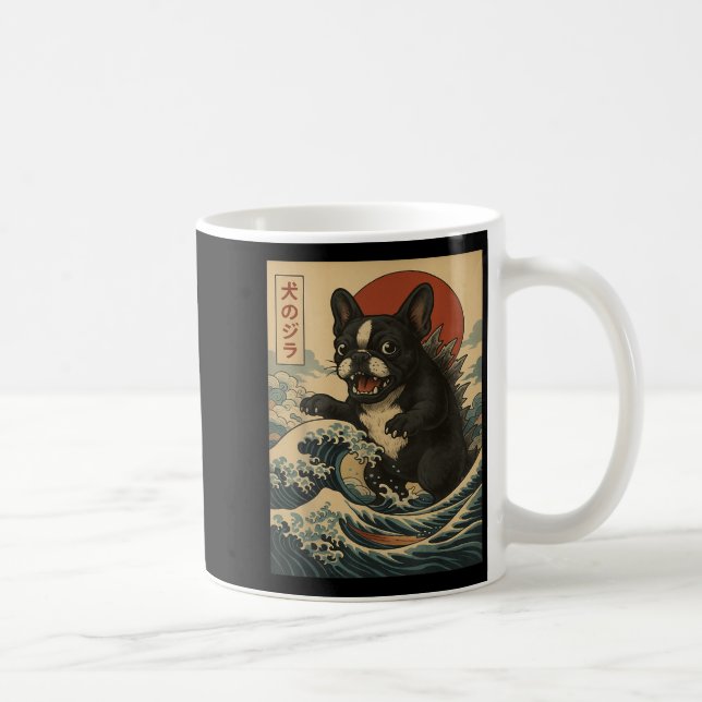 Caneca De Café Frenchzilla Japonês Retro Wave Monster Buldog (Direita)