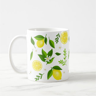 Caneca De Café Fresh lemons with flowers and leaves