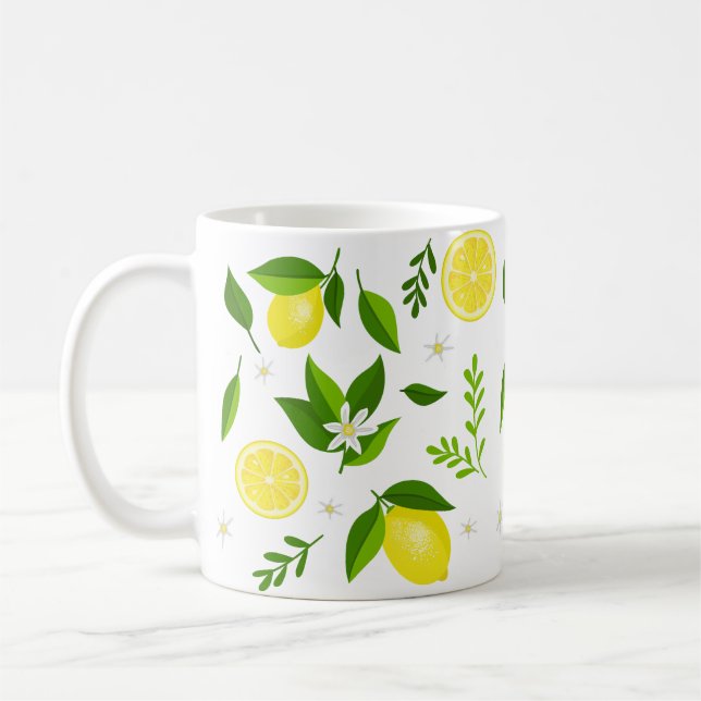 Caneca De Café Fresh lemons with flowers and leaves (Esquerda)