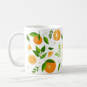 Caneca De Café Fresh oranges with flowers and leaves