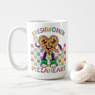 Caneca De Café FreshWomen PizzaHeart - Retro College Girl Engraça