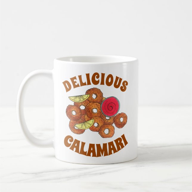 Caneca De Café Fried Calamari Rings Comida italiana Foodie (Esquerda)