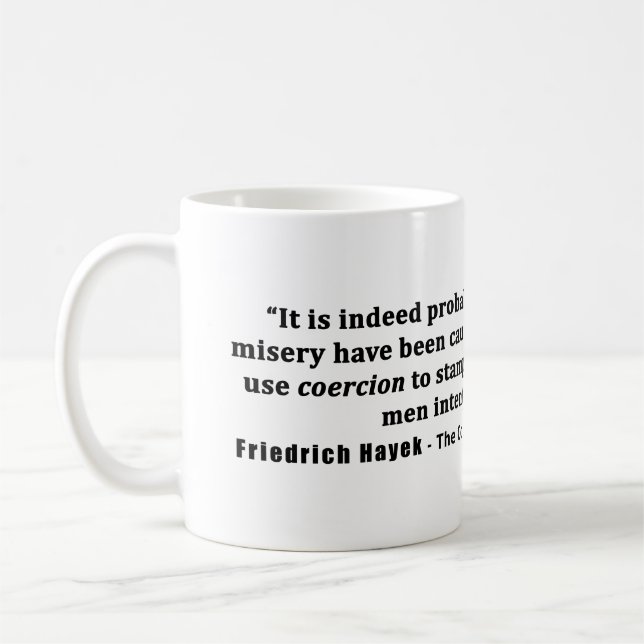 Caneca De Café Friedrich Hayek Cita Mais Danos Feitos Por Coopera (Esquerda)