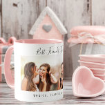 Caneca De Café Friends forever photo names<br><div class="desc">A gift for your best friend(s) for birthday favor,  Christmas or a special event. Black text: Best Friends Forever,  written with a trendy hand lettered style script. Personalize and use your own photo and names. A chic white background.</div>