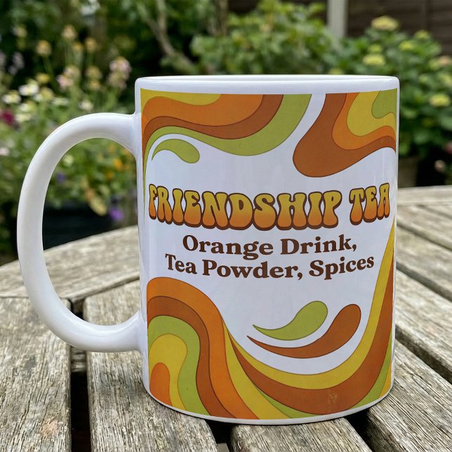 Caneca De Café Friendship Tea Mix Recipe Groovy Retro Style (Criador carregado)