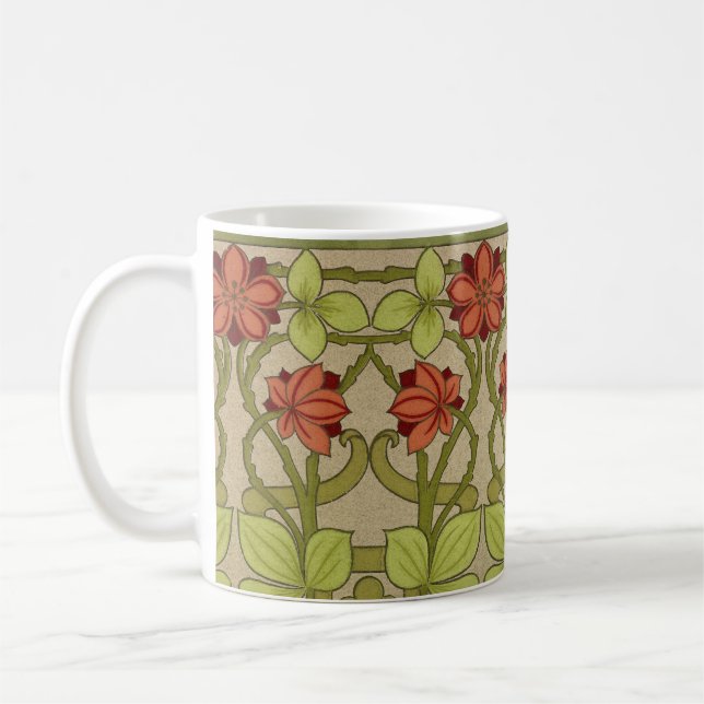Caneca De Café Frieze Border Art Nouveau Floral (Esquerda)
