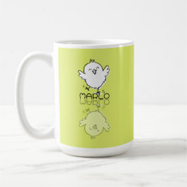 Caneca De Café Frisada Galinha Amarela Reflexo Doodle Nome Person