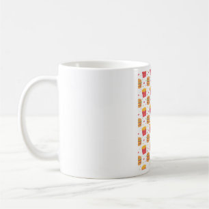 Caneca De Café Fritas Francesas E Padrão De Comida Rápida De Burg