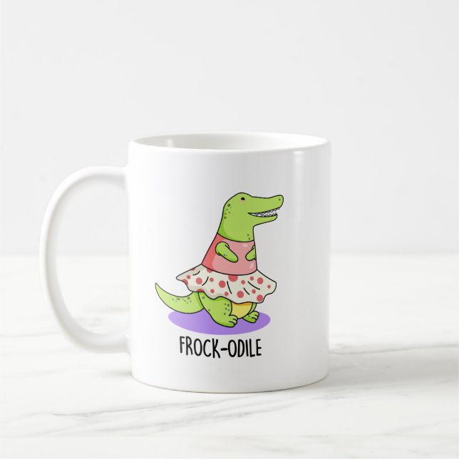 Caneca De Café Frock-odile Funny Crocodile Pun (Esquerda)