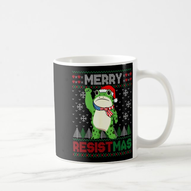 Caneca De Café Frog Retro Merry Resistmas Funny Litical Ugly Chri (Direita)