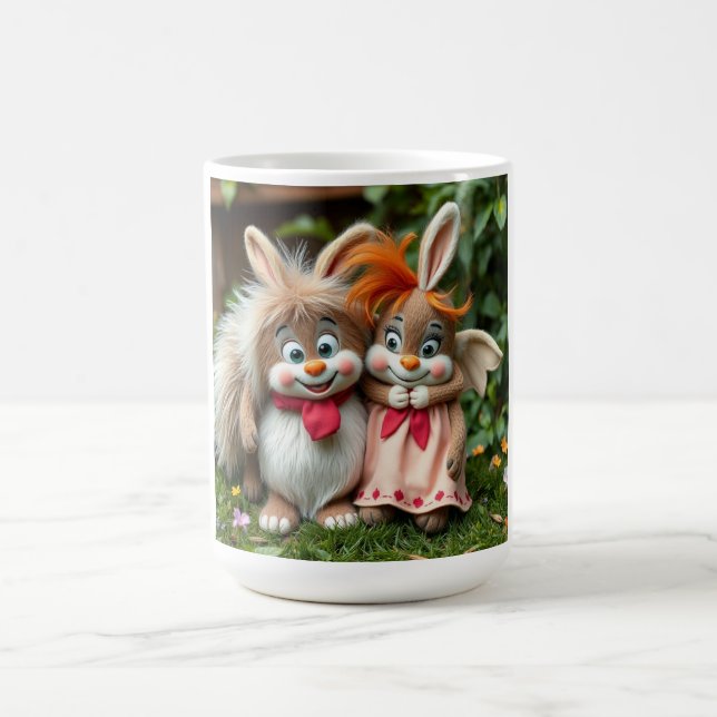 Caneca De Café „Fröhliche Hasenfreunde im Frühlingsgarten“ (Centro)