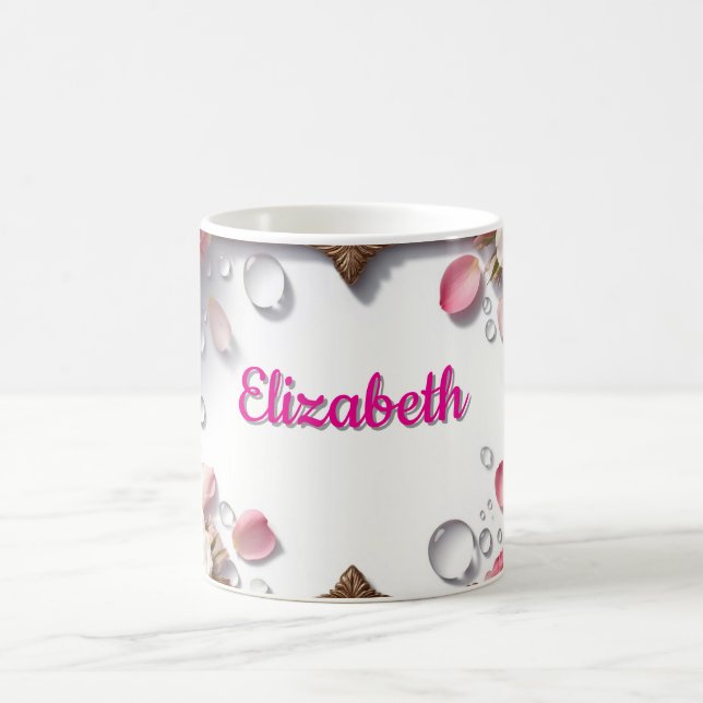 Caneca De Café Fronteira Floral Com Nome Personalizado (Centro)