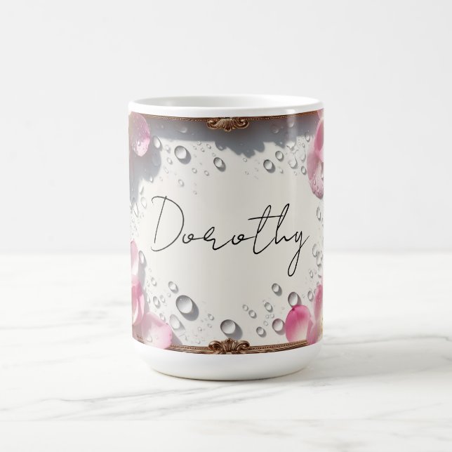 Caneca De Café Fronteira Floral Com Nome Personalizado (Centro)