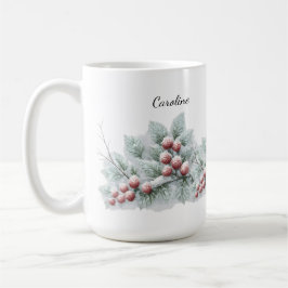 Caneca De Café Frosted Winter Berry and Spruce Botanical Holiday
