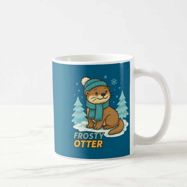 Caneca De Café Frosty Otter Winter Charm Art Long Sleeve  (Direita)
