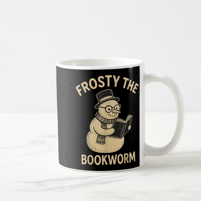 Caneca De Café Frosty The Bookworm Snowman Reading  (Direita)