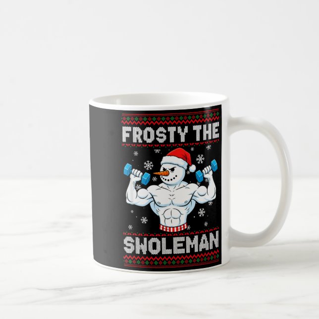 Caneca De Café Frosty The Swoleman Ugly Christmas Sweater Funny S (Direita)
