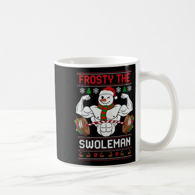 Caneca De Café Frosty The Swoleman Ugly Christmas Sweater Funny X (Direita)