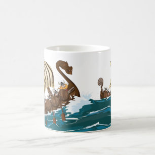 Caneca De Café Frota de invasão viking de desenho animado