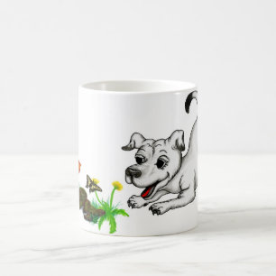 Caneca De Café Frühlingserwachen, Welpe mit Schmetterling