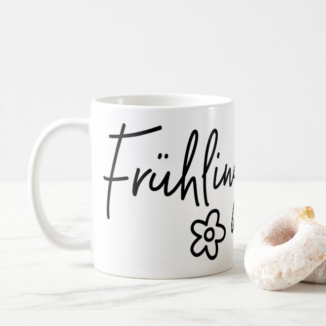 Caneca De Café Frühlingsgefühle, palavra alemã, febre Primavera (Com Donut)
